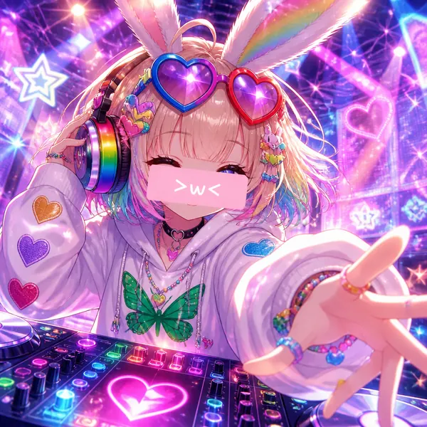 彩虹兔女郎 DJ 動漫肖像 · 示範圖