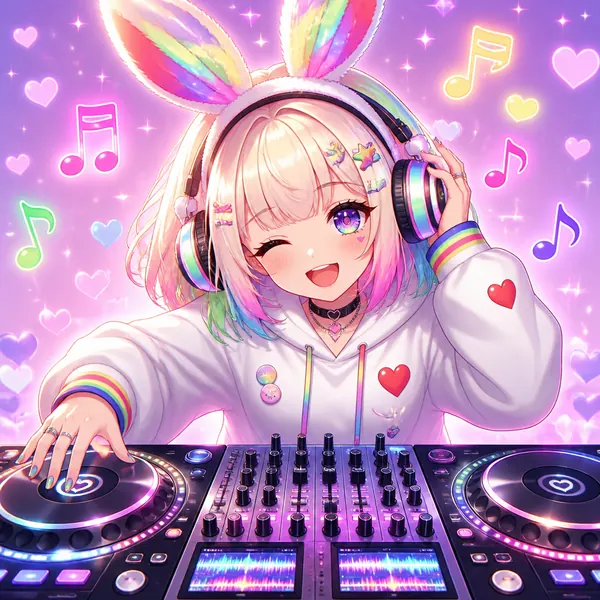 彩虹兔 DJ 動漫肖像 · 示範圖