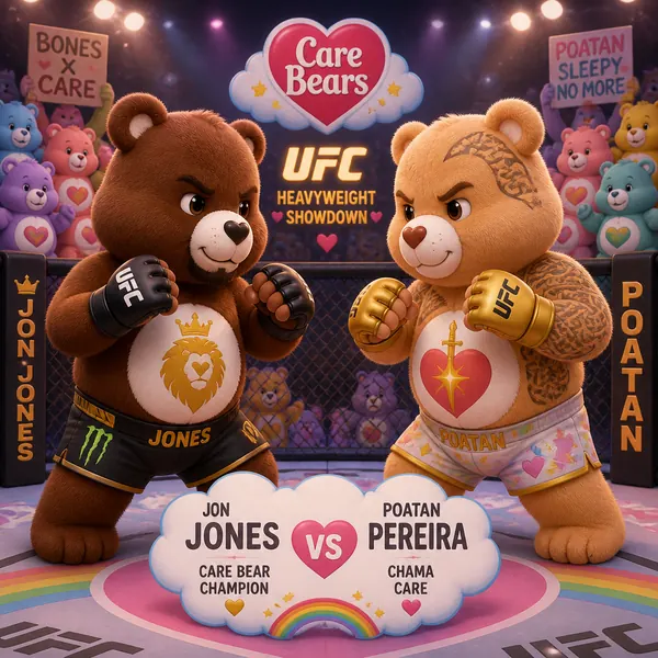 Jon Jones 對決 Poatan（Care Bears 風格） · 示範圖