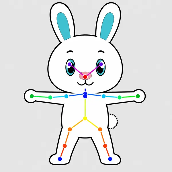 Q 版兔子 OpenPose 骨架圖 · 示範圖