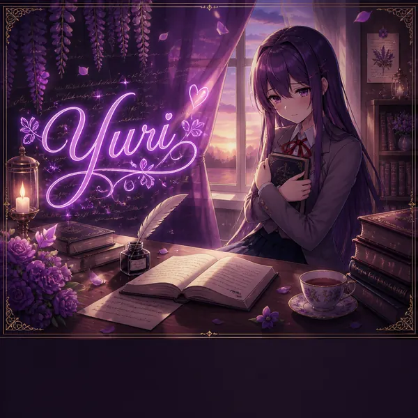紫色動漫 Yuri 橫幅 · 示範圖
