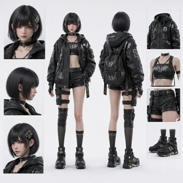 未來感戰術角色設定集 · 示範圖