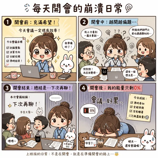 上班族崩潰日常四格漫畫 · 示範圖