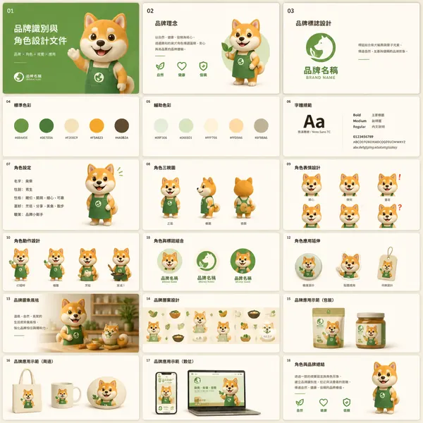 18 面板吉祥物品牌識別文件 · 示範圖