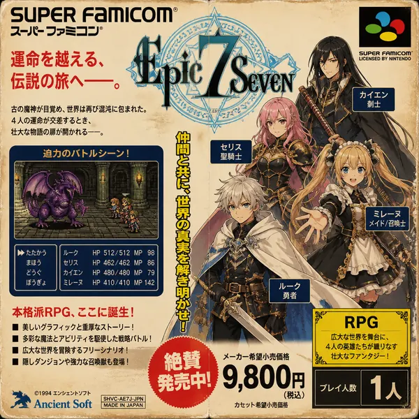 復古 Super Famicom RPG 廣告 · 示範圖