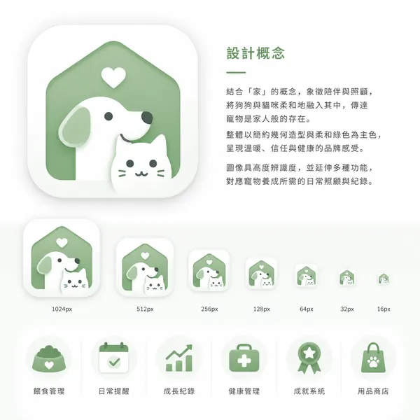 寵物 App Icon 設計 · 示範圖