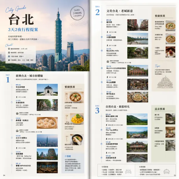 雜誌風格旅遊行程規劃表 · 示範圖
