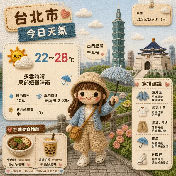 編織風小人氣象圖 · 示範圖