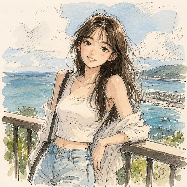 個人形象潑墨插圖 · 示範圖