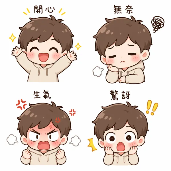 LINE Q 版貼圖角色組 · 示範圖