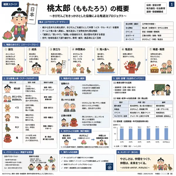 採用混合風格的桃太郎說明用 Slides · 示範圖